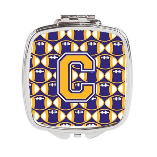 Carolines Treasures Letter C Football Purple and Gold Compact Mirror CJ1064-CSCM